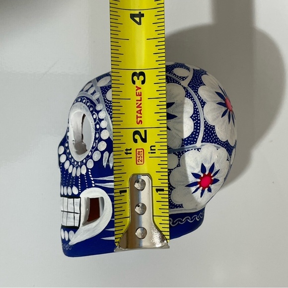 Mexican Clay Skull Hand painted - Picture 6 of 7